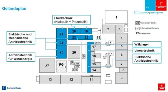 Die MDA wird in den Hallen 19-25 sowohl zum Teil in den Hallen 14-17 stattfinden.