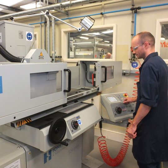 One of West Pharmaceutical’s two Jones & Shipman 524 surface grinders. One of West Pharmaceutical’s two Jones & Shipman 524 surface grinders.