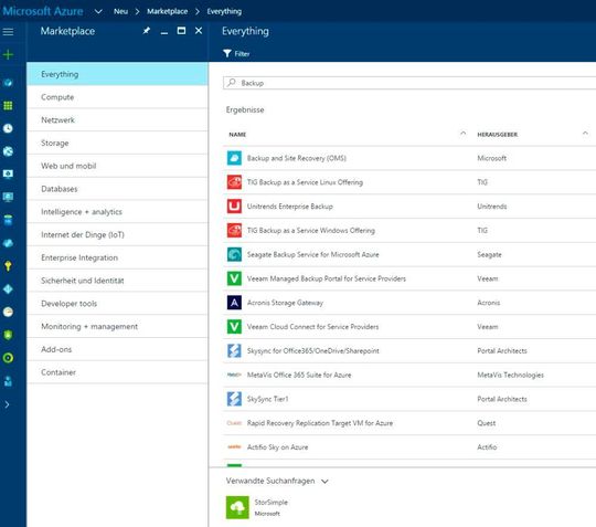 In Microsoft Azure stehen verschiedene Sicherungslösungen von Drittanbietern zur Verfügung. Diese sind auch dazu in der Lage, Daten aus Office 365 zu sichern.