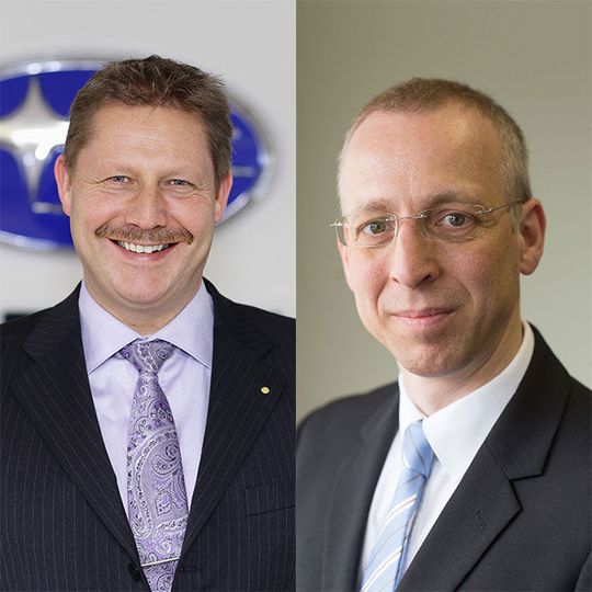 Volker Dannath (li.) kehrt zu Subaru Deutschland zurück und übernimmt die Rolle des Geschäftsführers von Christian Amenda (re.). Volker Dannath (li.) kehrt zu Subaru Deutschland zurück und übernimmt die Rolle des Geschäftsführers von Christian Amenda (re.).