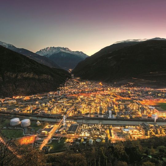 Blick auf den Lonza-Standort Visp in der Schweiz Blick auf den Lonza-Standort Visp in der Schweiz