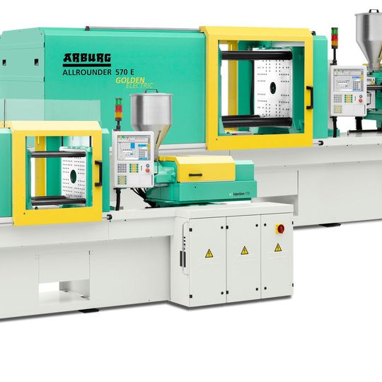 The Allrounder Golden Electric is available in four machine sizes with clamping forces from 600 to 2,000 kN. The Allrounder Golden Electric is available in four machine sizes with clamping forces from 600 to 2,000 kN.