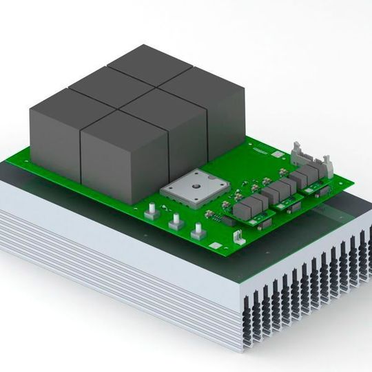 Bild 1: Effizienter 25-kW-SiC–MiniSKiiP-Aufbau mit SKYPER 12. Bild 1: Effizienter 25-kW-SiC–MiniSKiiP-Aufbau mit SKYPER 12.