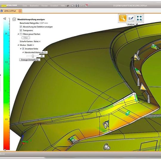 Core Technologie hat seine Analyse- und Viewer-Software 3D_Analyzer weiter entwickelt und neue Funktionen für die Berechnung komplexer Kunststoffteile implementiert. Core Technologie hat seine Analyse- und Viewer-Software 3D_Analyzer weiter entwickelt und neue Funktionen für die Berechnung komplexer Kunststoffteile implementiert.