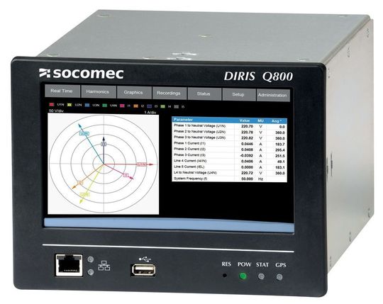 Diris Q800 analysiert Parameter der Stromversorgung auf Abweichungen vom Normwert. Diris Q800 analysiert Parameter der Stromversorgung auf Abweichungen vom Normwert.