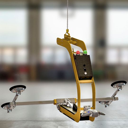 Das „eT-Hover-Loop“-Hebegerät wendet Lasten um 180°. Das „eT-Hover-Loop“-Hebegerät wendet Lasten um 180°.