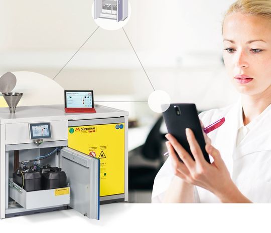 Abb.1: Durch die Vernetzung mit Cabi2net wird die Sicherheit beim Umgang mit Gefahrstoffen nochmals erhöht. Abb.1: Durch die Vernetzung mit Cabi2net wird die Sicherheit beim Umgang mit Gefahrstoffen nochmals erhöht.