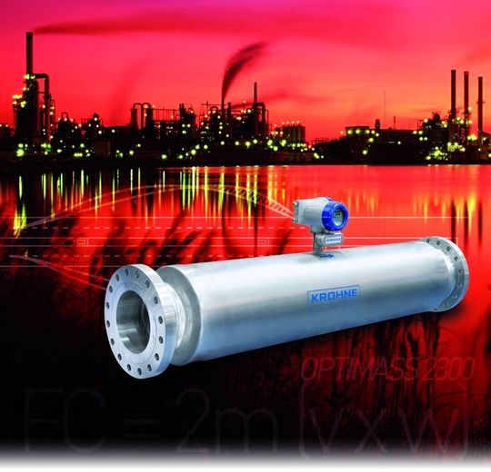 Die Coriolis-Massedurchfluss-Messgeräte Optimass 2000 mit großen Nennweiten eröffnen vor allem in der Öl- und Gasindustrie neue Anwendungen. Die Coriolis-Massedurchfluss-Messgeräte Optimass 2000 mit großen Nennweiten eröffnen vor allem in der Öl- und Gasindustrie neue Anwendungen.