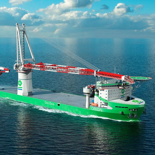 Design Entwurf eines neuen Liebherr HLC 295000 auf Deme´s Offshore-Installationsschiff der neuen Generation. Design Entwurf eines neuen Liebherr HLC 295000 auf Deme´s Offshore-Installationsschiff der neuen Generation.