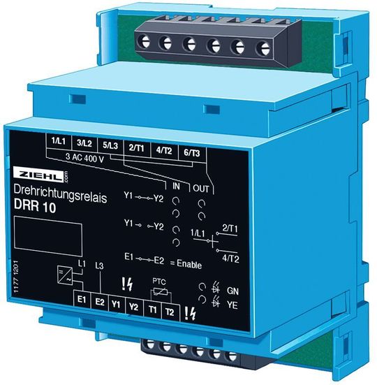 Drehrichtungsrelais Typ DRR10 zur automatischen Drehfeldkorrektur. Drehrichtungsrelais Typ DRR10 zur automatischen Drehfeldkorrektur.
