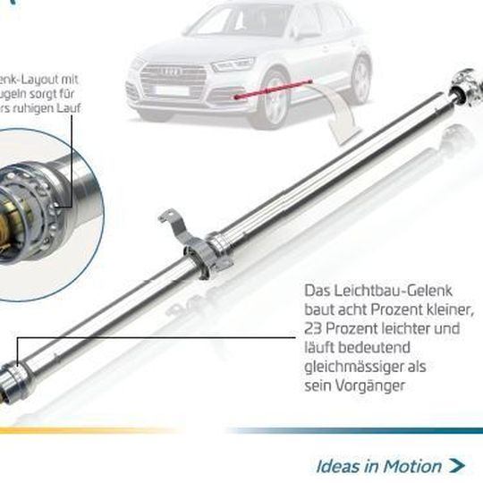 Das Leichtbau-Kardangelenk ist kompakter und leichter als übliche Gelenke. Das Leichtbau-Kardangelenk ist kompakter und leichter als übliche Gelenke.