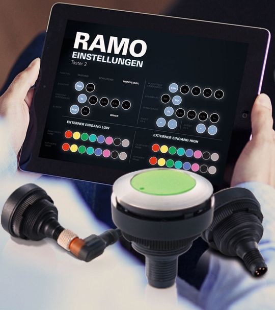 Die programmierbaren Taster der Serie Ramo C+ werden vom Rafi-Vertrieb nach individuellen Kundenvorgaben konfiguriert. Die programmierbaren Taster der Serie Ramo C+ werden vom Rafi-Vertrieb nach individuellen Kundenvorgaben konfiguriert.