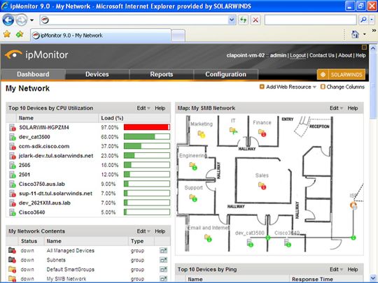Der ipMonitor von Solarwinds überwacht Netzwerkgeräte ohne Agenten Der ipMonitor von Solarwinds überwacht Netzwerkgeräte ohne Agenten