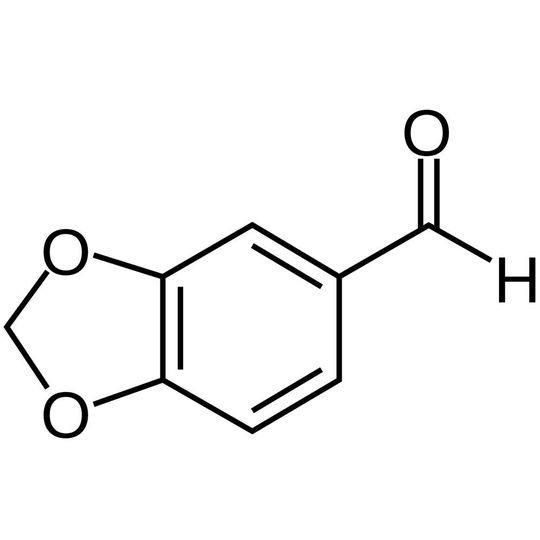 Strukturformel des Vanille-Mandel-Aromas Piperonal Strukturformel des Vanille-Mandel-Aromas Piperonal