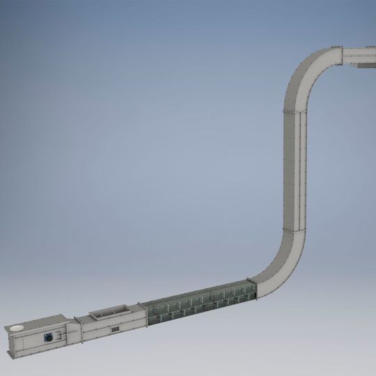 Z-Conveyor which minimises the amount of light powders left behind in transport systems Z-Conveyor which minimises the amount of light powders left behind in transport systems