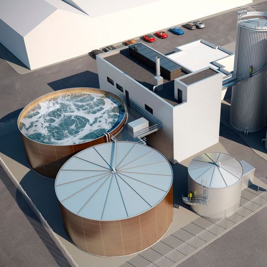 Die Abwasserbehandlungsanlage mit Biogasgewinnung wurde in drei Bauphasen in einem Zeitraum von nur sieben Monaten errichtet und in Betrieb genommen. Die Abwasserbehandlungsanlage mit Biogasgewinnung wurde in drei Bauphasen in einem Zeitraum von nur sieben Monaten errichtet und in Betrieb genommen.
