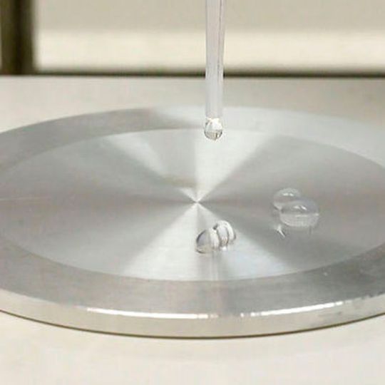 Leidenfrost effect makes water droplets on a hot plate hover over the surface instead of making physical contact with it. Leidenfrost effect makes water droplets on a hot plate hover over the surface instead of making physical contact with it.