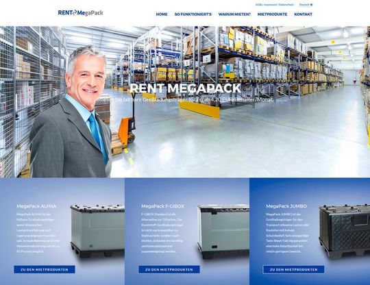 Mit der Rent-Megapack-Website unkompliziert Großladungsträger mieten. Mit der Rent-Megapack-Website unkompliziert Großladungsträger mieten.