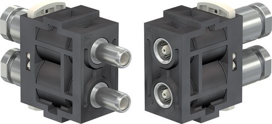Das 6 GHz Koaxialmodul für das modulare Steckverbindersystem CombiTac. Das 6 GHz Koaxialmodul für das modulare Steckverbindersystem CombiTac.