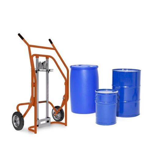 Die Fasskarre Secu Comfort greift Fässer von 60 bis 220 Liter Volumen. Die Fasskarre Secu Comfort greift Fässer von 60 bis 220 Liter Volumen.