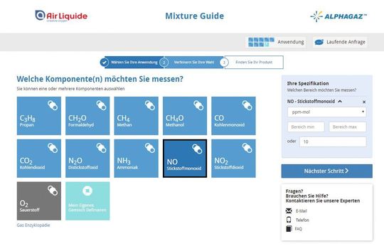 Stoffauswahl im Mixture-Guide Stoffauswahl im Mixture-Guide
