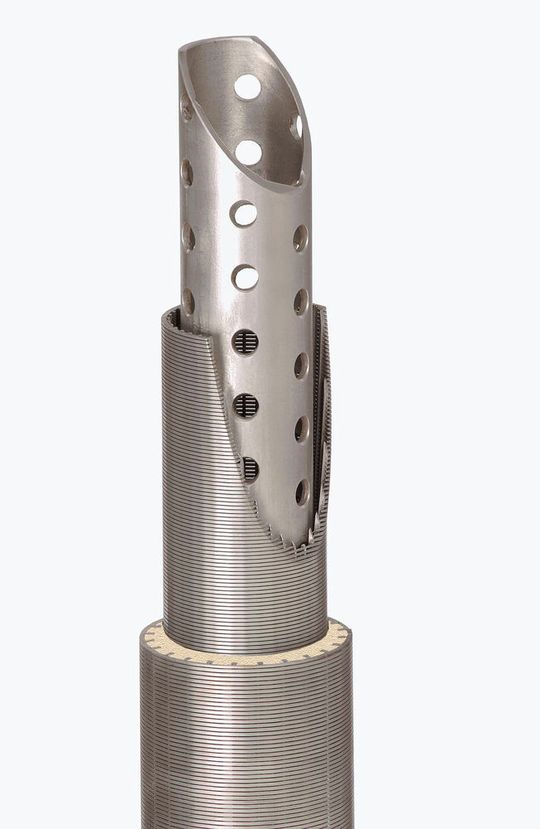 Das äußere Rohr der Filtervorrichtung ist aus korrosionsbeständigem Gewebe aus Edelstahl Rostfrei gefertigt und hält während der Öl- und Gasförderung hohem Druck und aggressiven Medien dauerhaft stand.