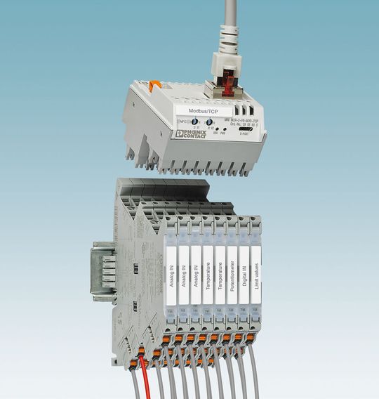Sicher getrennt vom Feld ins Netz: Mit den Trennverstärkern Mini Analog Pro mit Bus- und Netzwerkanbindung. Sicher getrennt vom Feld ins Netz: Mit den Trennverstärkern Mini Analog Pro mit Bus- und Netzwerkanbindung.