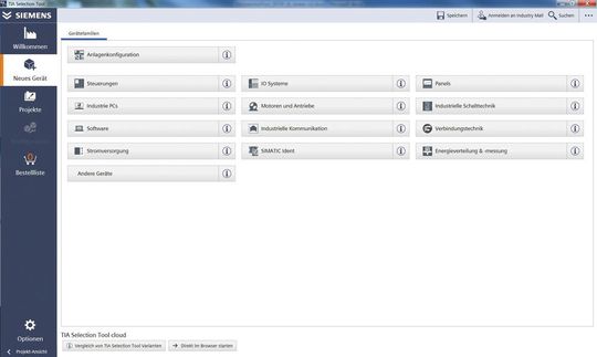 Einfach Auswahl einer Stromversorgung über die Gerätefamiliensicht