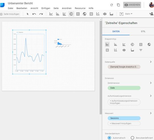 Nachdem ein Bericht erstellt und die Datenquelle ausgewählt wurde, können Anwender die einzelnen Objekte im Bericht anpassen.