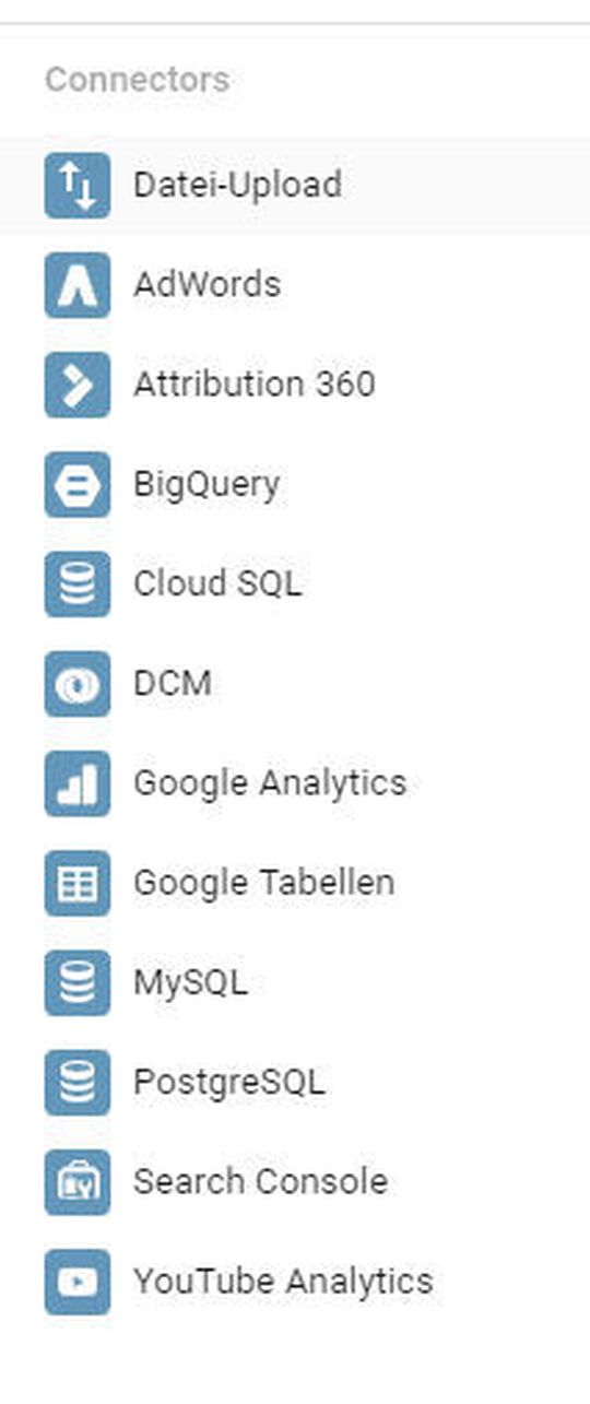 An Google Data Studio lassen sich verschiedene Datenquellen anbinden.