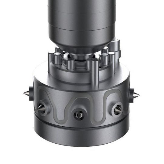 The Okta Flow type OMT multi-tip hot-runner nozzle is designed for direct side gating of products in compact, multi-cavity moulds. The Okta Flow type OMT multi-tip hot-runner nozzle is designed for direct side gating of products in compact, multi-cavity moulds.