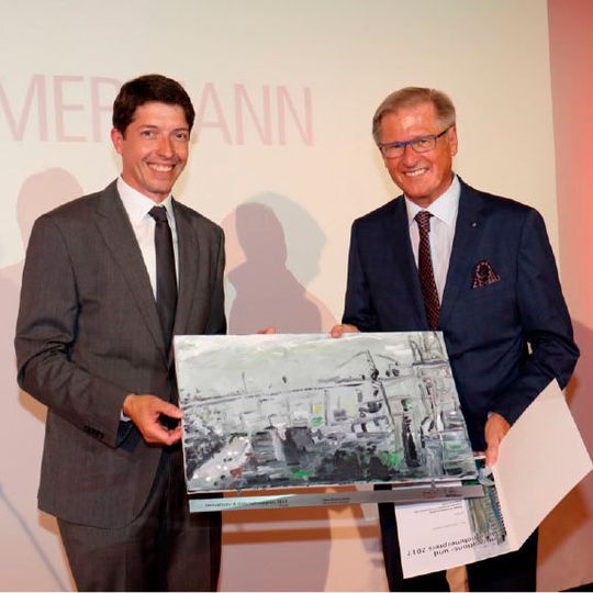 Jury-Mitglied und Laudator Klaus Meissner und Geschäftsführender Gesellschafter Peter Zimmermann von Mink Bürsten. Jury-Mitglied und Laudator Klaus Meissner und Geschäftsführender Gesellschafter Peter Zimmermann von Mink Bürsten.