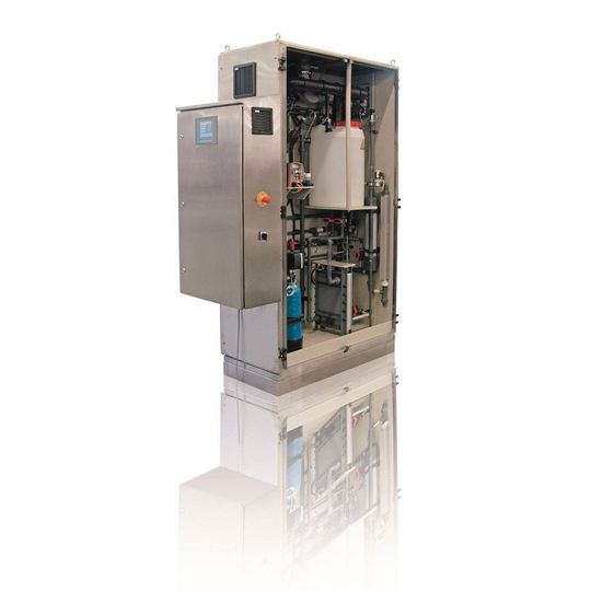 Elektrolyseanlage Dulco Lyse erzeugt chlorat- und chloridarmes Desinfektionsmittel. Elektrolyseanlage Dulco Lyse erzeugt chlorat- und chloridarmes Desinfektionsmittel.