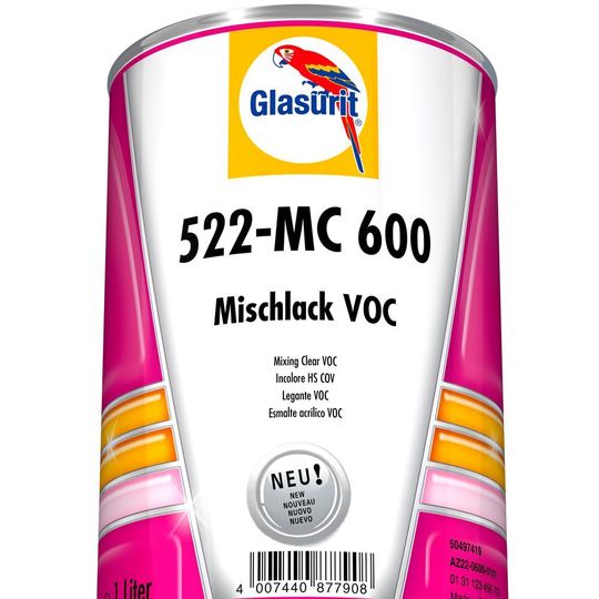 Der Mischlack 522-MC-600 ist neu in der High-Solid-Decklackreihe 22-VOC. Der Mischlack 522-MC-600 ist neu in der High-Solid-Decklackreihe 22-VOC.