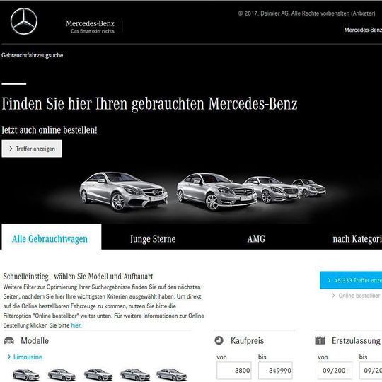 Das neue Gebrauchtwagenportal von Mercedes-Benz wird auf der IAA offiziell vorgestellt. Das neue Gebrauchtwagenportal von Mercedes-Benz wird auf der IAA offiziell vorgestellt.