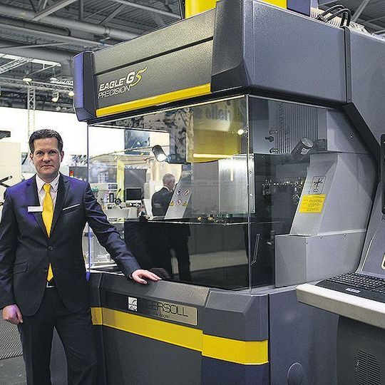 Head of Development EDM at OPS-Ingersoll, Max Schwade, and the latest generation of EDM machines, the Eagle Precision G5. Head of Development EDM at OPS-Ingersoll, Max Schwade, and the latest generation of EDM machines, the Eagle Precision G5.