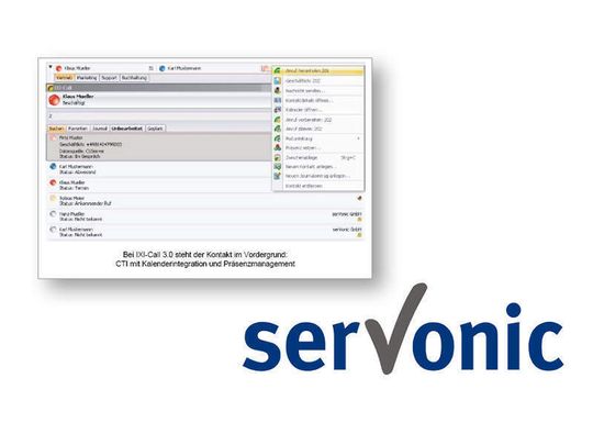 Servonic hat die Oberfläche der CTI-Lösung IXI-Call komplett überarbeitet. Servonic hat die Oberfläche der CTI-Lösung IXI-Call komplett überarbeitet.