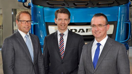Die DAF-Vorstandmitglieder Harry Wolters, Jos Habets und Harald Seidel.