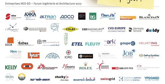 Entreprises ayant prévu de participer au prochain Forum HES-SO Ingénierie et architecture du 7 mars 2018. Entreprises ayant prévu de participer au prochain Forum HES-SO Ingénierie et architecture du 7 mars 2018.