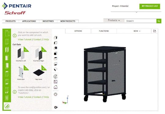 Bild 1: Auszug aus dem Schroff CaD 3-D-Produkt-Konfigurator. Bild 1: Auszug aus dem Schroff CaD 3-D-Produkt-Konfigurator.