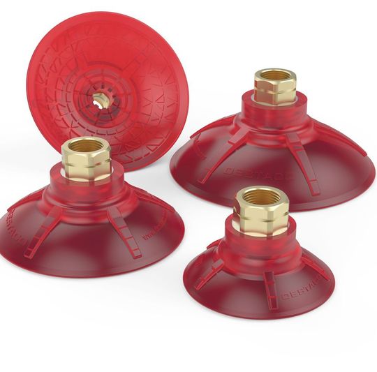 Destacos neue Glockensauger-Serie hält auch stark konturierte sowie ölbenetzte Bleche sicher beim Handling. Blechexpo 2017 in Halle 8 am Stand 8501. Destacos neue Glockensauger-Serie hält auch stark konturierte sowie ölbenetzte Bleche sicher beim Handling. Blechexpo 2017 in Halle 8 am Stand 8501.