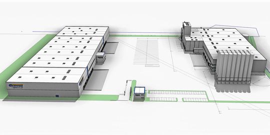 So soll das neue Logistikzentrum in Burghausen einmal aussehen.