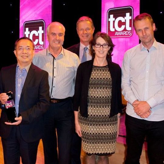 L to R: Fenqiang Lin, Managing Director of Machine-Works, Mike Nicholson, Sales Director, Robin Wilson from Innovate UK, Cristina Sesma, Marketing Manager and Richard Baxter, Sales Manager. L to R: Fenqiang Lin, Managing Director of Machine-Works, Mike Nicholson, Sales Director, Robin Wilson from Innovate UK, Cristina Sesma, Marketing Manager and Richard Baxter, Sales Manager.