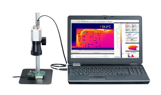 Die Optris PI 640 mit Mikroskopoptik erkennt Hotspots und misst über 300.000 Messpunkte aus 80 mm Entfernung. Die Optris PI 640 mit Mikroskopoptik erkennt Hotspots und misst über 300.000 Messpunkte aus 80 mm Entfernung.