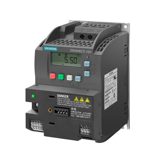 Das Sinamics-V20-I/O-Modul wird per Plug-and-Play auf dem Umrichter montiert und bietet zwei zusätzliche Ein- und Ausgabeschnittstellen für jeweils 400 V. Das Sinamics-V20-I/O-Modul wird per Plug-and-Play auf dem Umrichter montiert und bietet zwei zusätzliche Ein- und Ausgabeschnittstellen für jeweils 400 V.