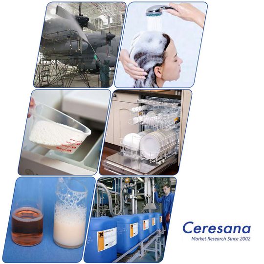 Ceresana expects another growth of revenues of surfactants of, on average 3.1 % per year. Ceresana expects another growth of revenues of surfactants of, on average 3.1 % per year.