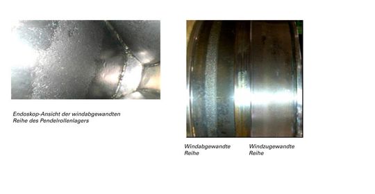 Abbildung 2: Frühe Stufen von Micropitting in einem Pendelrollenlager an der Hauptwelle einer Windkraftanlage