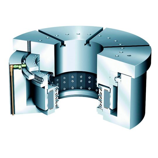 IDAM optimierte den Kraftfluss im Torquemotor so weit, dass keine magnetischen Störkräfte auf den Rundtisch wirken und die Lastpulsation deutlich reduziert wird. IDAM optimierte den Kraftfluss im Torquemotor so weit, dass keine magnetischen Störkräfte auf den Rundtisch wirken und die Lastpulsation deutlich reduziert wird.