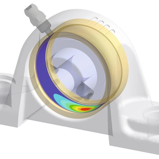 Mit Ansys lässt sich die hydrodynamische Druckverteilung in einem Gleitlager berechnen. Mit Ansys lässt sich die hydrodynamische Druckverteilung in einem Gleitlager berechnen.