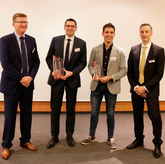 Winners of the Sigma Award 2017 with the managment of Sigma (left to right): Thomas Klein, General Manager at Sigma, Marco Kwiatkowski (Günther Heisskanaltechnik), Marco Ruivo (Speedturtle) and Timo Gebauer, CTO Sigma. Winners of the Sigma Award 2017 with the managment of Sigma (left to right): Thomas Klein, General Manager at Sigma, Marco Kwiatkowski (Günther Heisskanaltechnik), Marco Ruivo (Speedturtle) and Timo Gebauer, CTO Sigma.